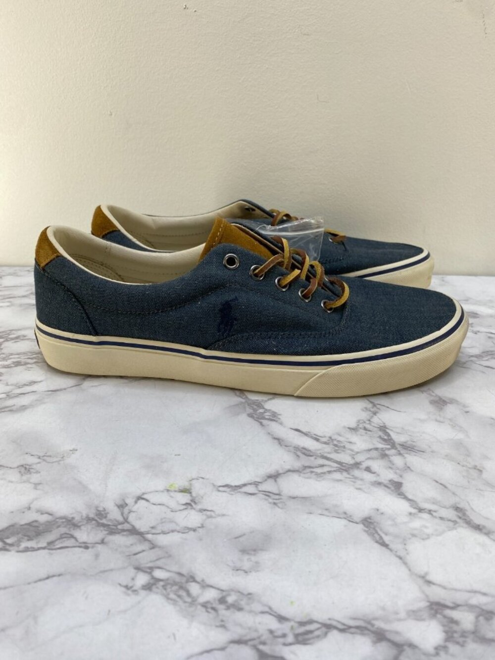 Ralph Lauren Men's Faxon Blue Denim Lace Sneaker sz 9.5